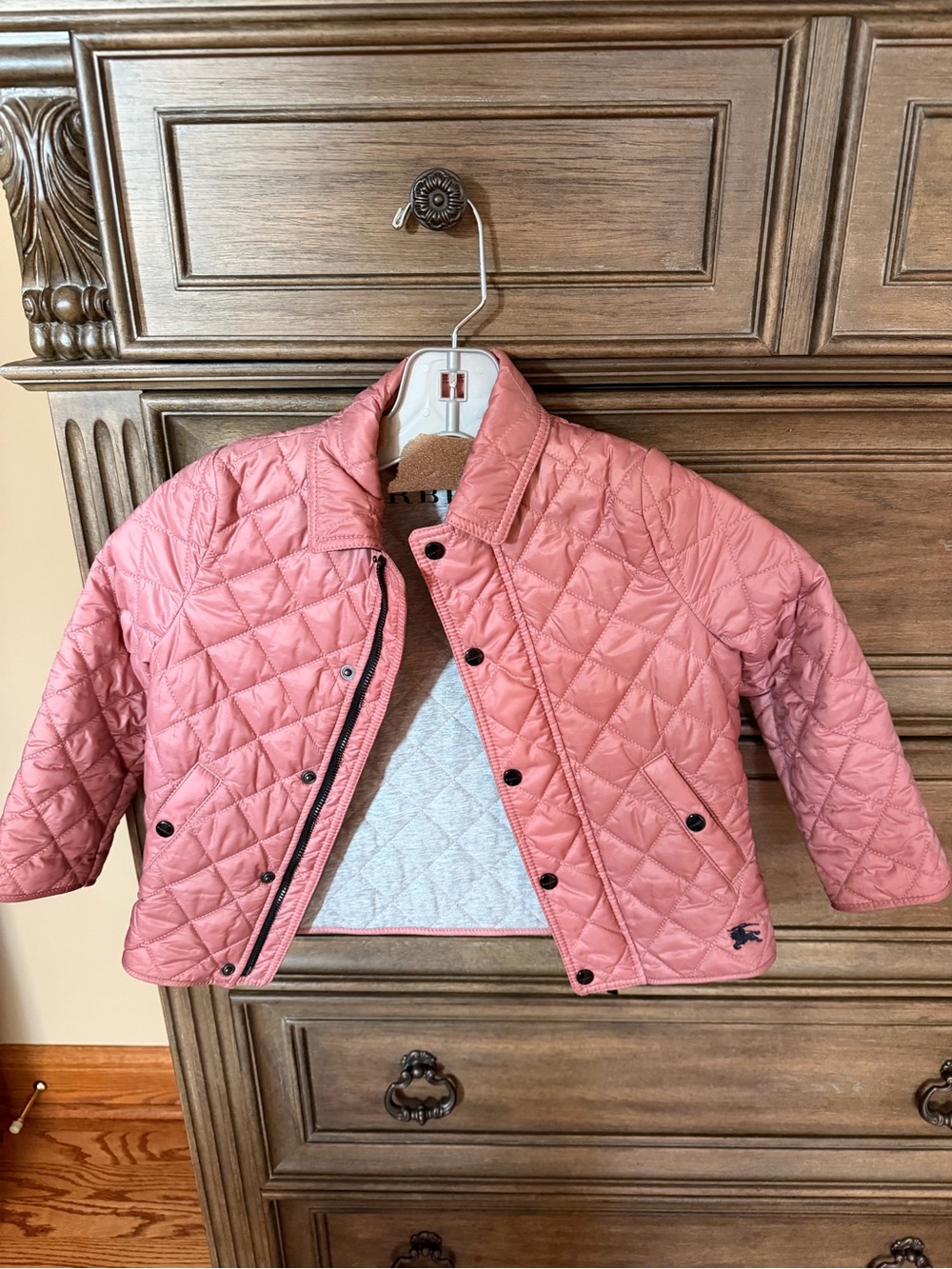 Burberry Pink Quilted Puffer Jacket for Kids